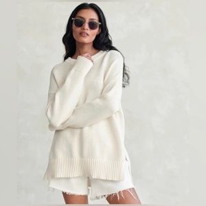 NWT Jenni Kayne Cotton Boyfriend Sweater in Ivory, size xs